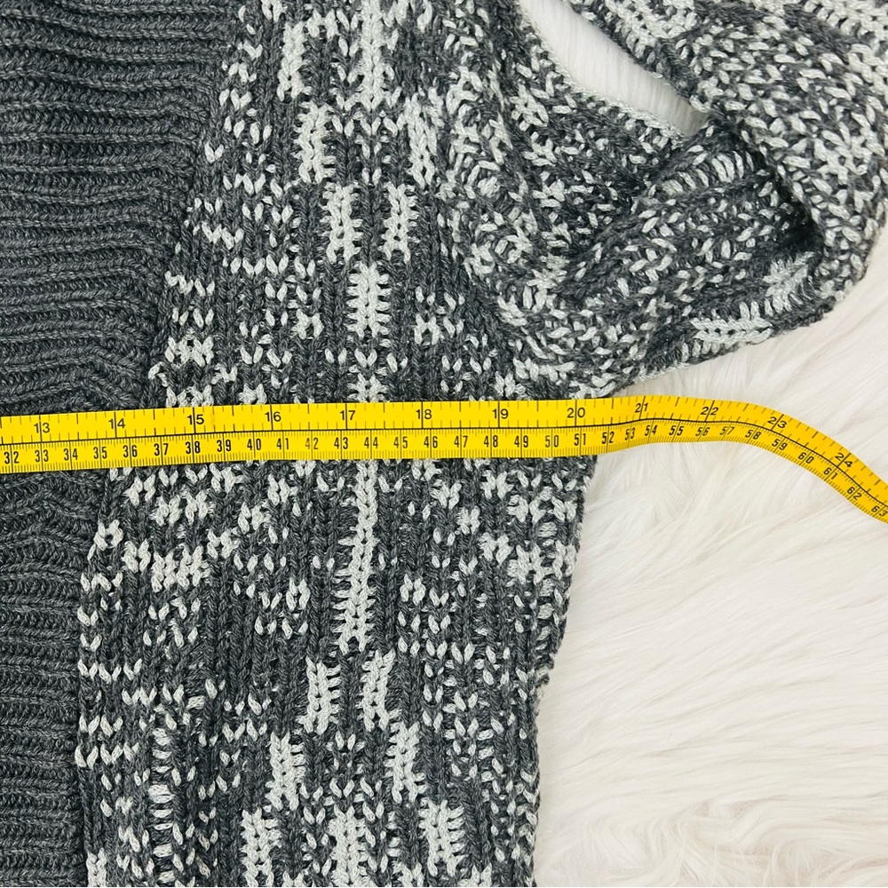 NWT! Talbots Mid Length Wool Blend Chunky Knit Geometric Gray Metallic Thread - Picture 8 of 12